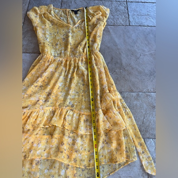 Simply VeraWang Chiffon Dress Butter Yellow Fairycore Tiered Coquette Women Sz M - Picture 12 of 13